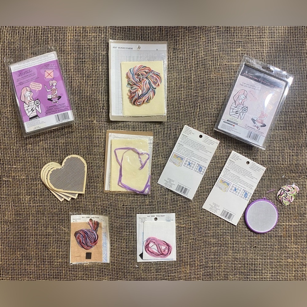 Cross Stitch Lot 8 Kits And 4 Wooden Hearts (Easter kit no thread) New Vintage - Picture 11 of 11